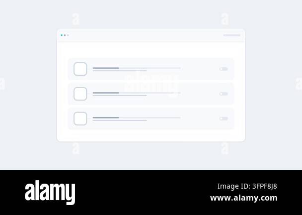 Interactive checklist UI animation with checkmarks filling tasks on web ...