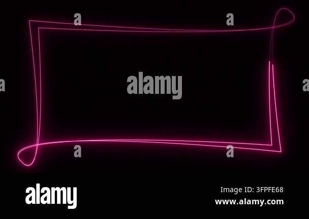 Pink neon rectangle frame animation on dark background for gaming ...