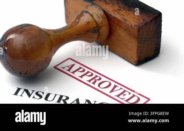 Signage Insurance Vector Close up of insurance coverage stamp approved Stock Video Footage - Alamy