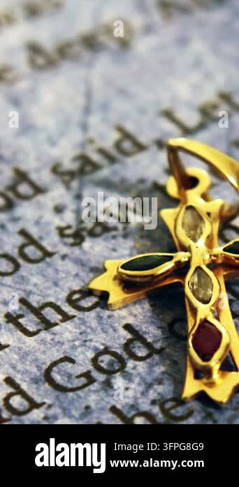Scripture Vector Images Gold Cross Pendant on Bible Scripture Symbolizing Christian Faith and ...