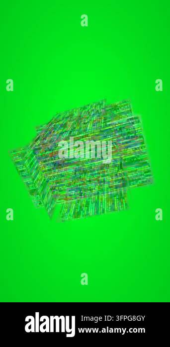 Bit stream digital pixels on green screen vertical video Stock Video ...