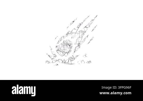Sketch style minimal meteor strike icon animation - smooth progressive ...