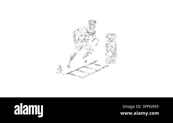 Sketch style minimal rugby training icon animation - smooth progressive ...