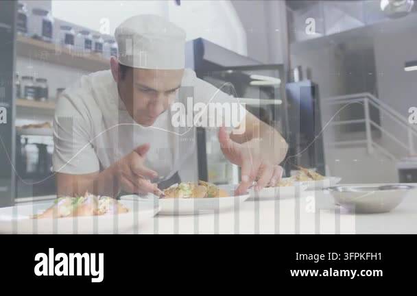 Overlay Html Over Video Chef adjusting plates for kitchen service, refining garnishes, chart ...