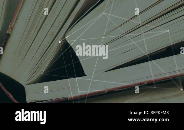 Overlay Html Over Video Network overlay forming over stacked books, camera panning out, nodes ...