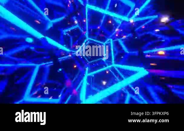 Pattern Blure Abstract blue glowing tunnel with geometric patterns Stock Video ...
