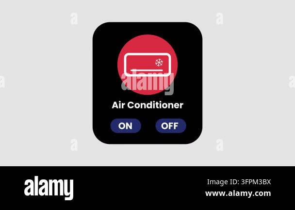 A black app icon with a red air conditioner symbol offers on and off ...