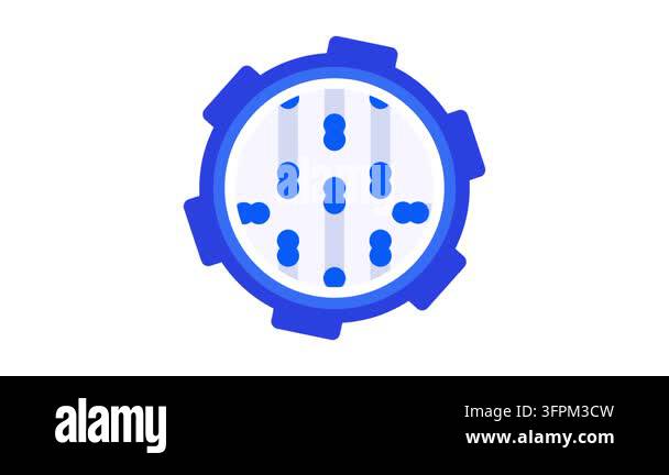 Circular blue gear shaped icon containing several scattered dots inside ...