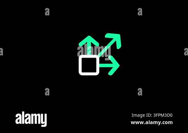 A clean white square box symbol with three green arrows extending from ...