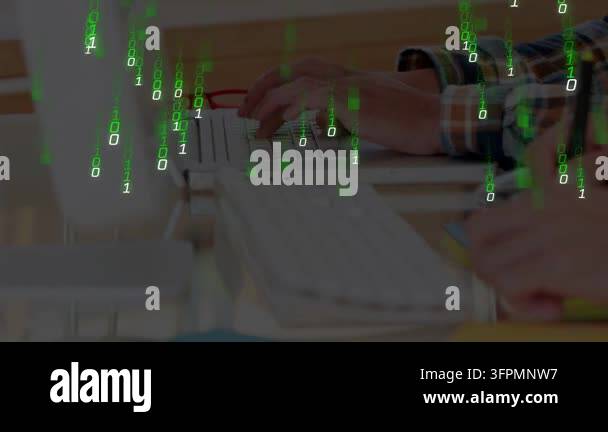 Notepad Clip Vector Devs typing, sketching on tablet, typing initiating green binary ...