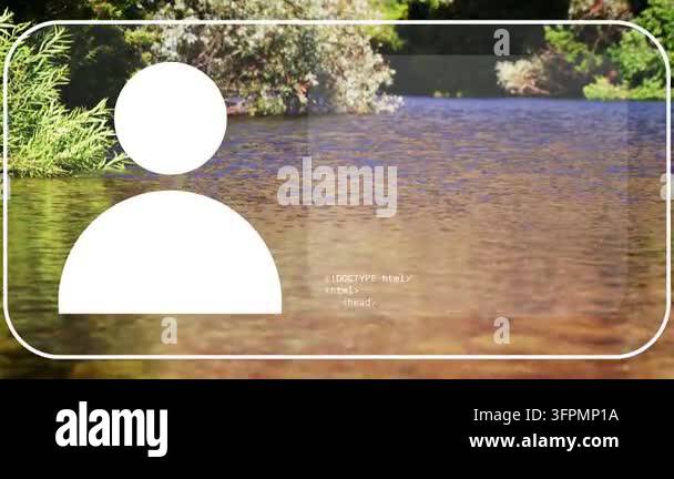 White border appearing over pond, avatar fading, panel revealing HTML ...