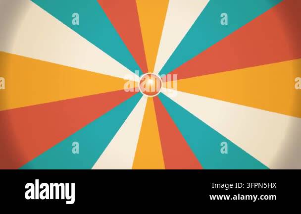 A rotating retro sunburst background with vintage colorful radial rays ...