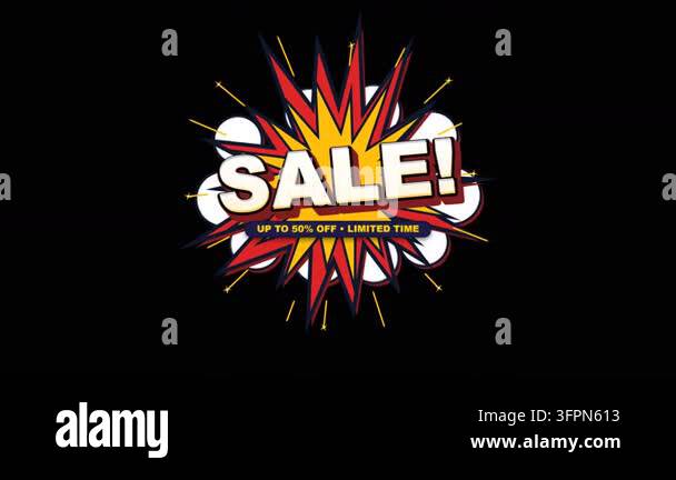 Commic Style Comic book style sale explosion banner with discount offer text ...