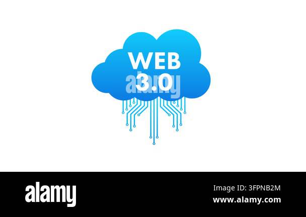 Animated Web 3.0 technology icon with cloud computing and circuit board ...