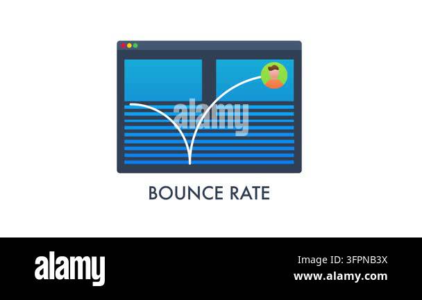 Animated icon explaining the concept of bounce rate in web analytics on ...