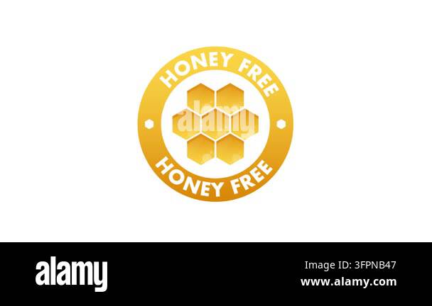 Golden honey free badge icon animation isolated on white and on a green ...
