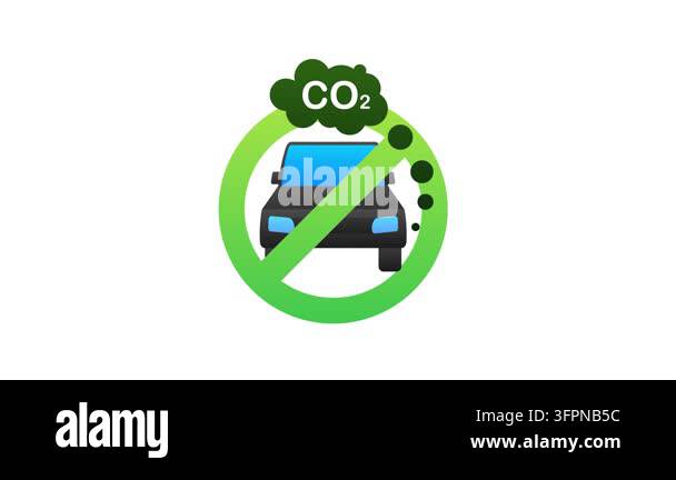 Car exhaust gas icon with a prohibition sign isolated on a white ...