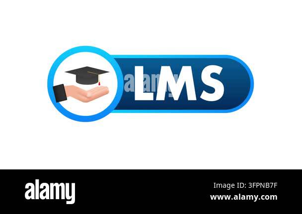 Blue icon for a learning management system with a hand holding a ...