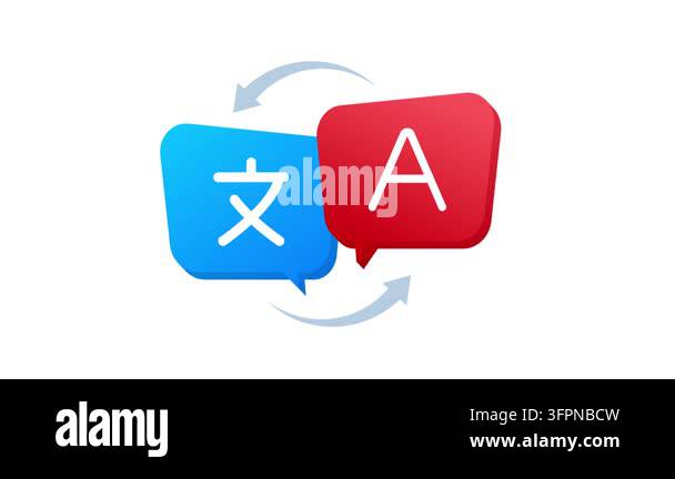 Animated online translator icon for multilingual communication on a ...