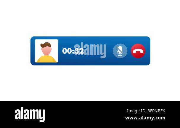 Animation showing an incoming voice or video call interface on an ...