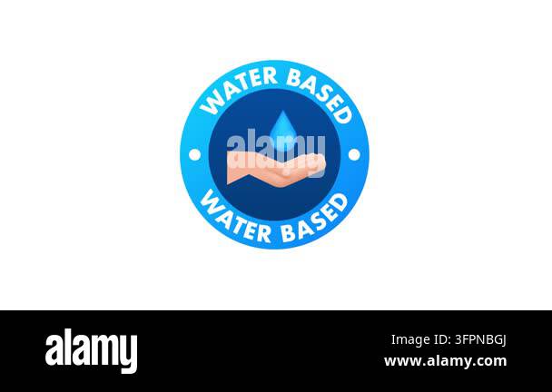 Water based blue icon animating on white background and green screen ...