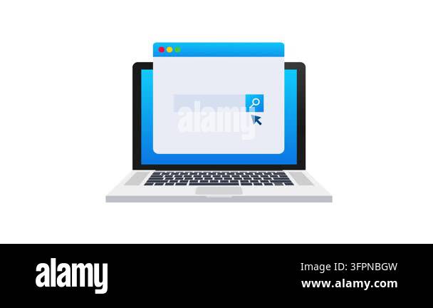 Clicker Images Computer Animated laptop computer showing an internet browser window opening ...