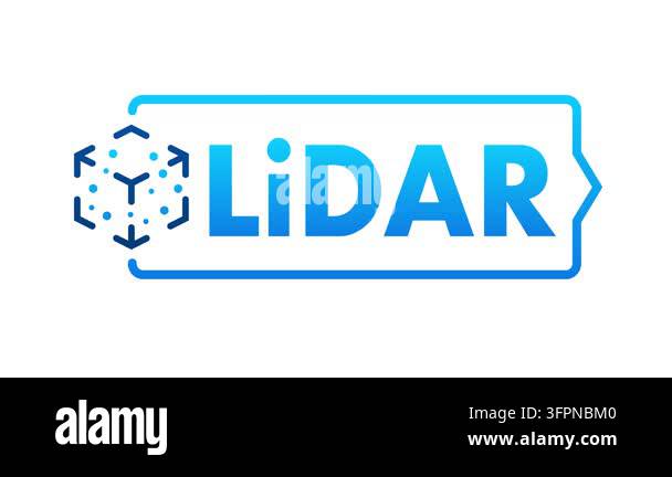 Animated Lidar sensor and scanning technology icon on a white and green ...