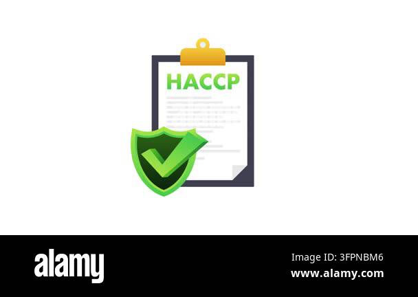 Animated HACCP certificate and shield checkmark icon for quality ...