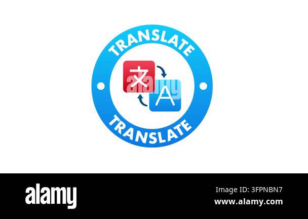 Blue language translation icon appearing on a white background and on a ...