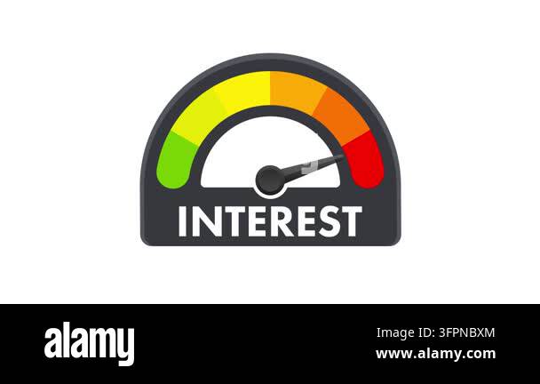 Animated interest meter icon indicating from low to high and back ...