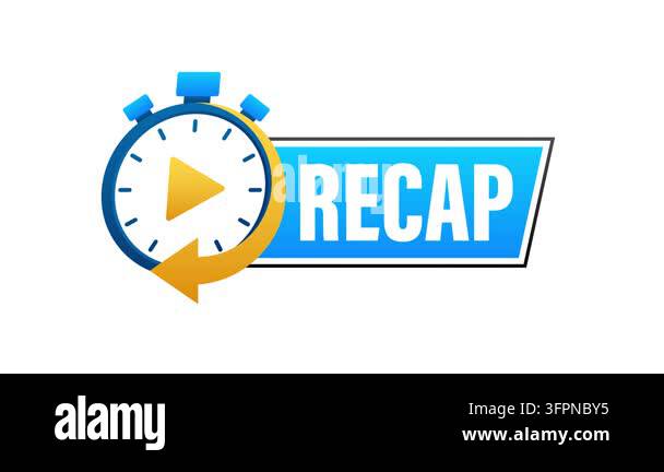 Motion graphic of a recap button with timer icon, isolated on white and ...