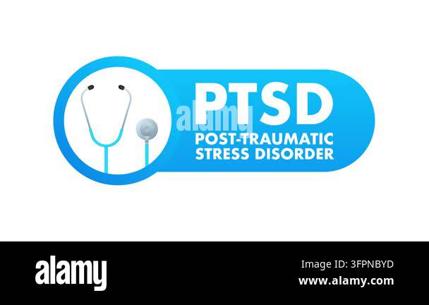 Motion graphic showing PTSD post traumatic stress disorder text and a ...