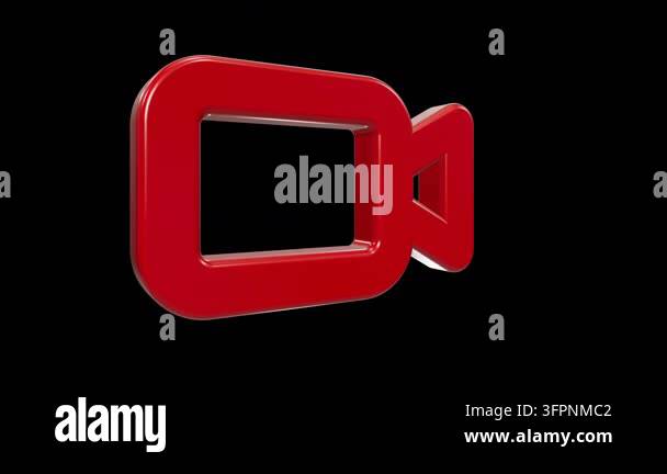 A polished 3D red icon representing a video camera or recording ...