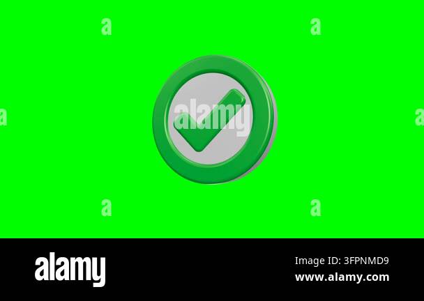 A rendered 3D icon of a green checkmark within a circular frame against ...