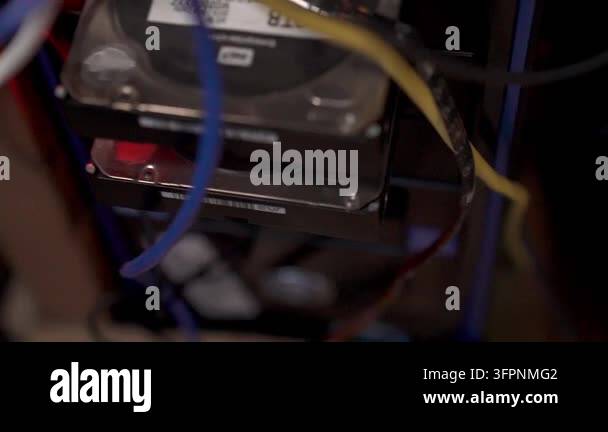 Insaid Computer Wires connecting hard drives inside computer Stock Video Footage - Alamy