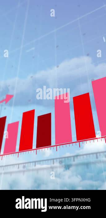 Data Lakes Animation Animation of statistical data processing over clouds in the blue sky ...