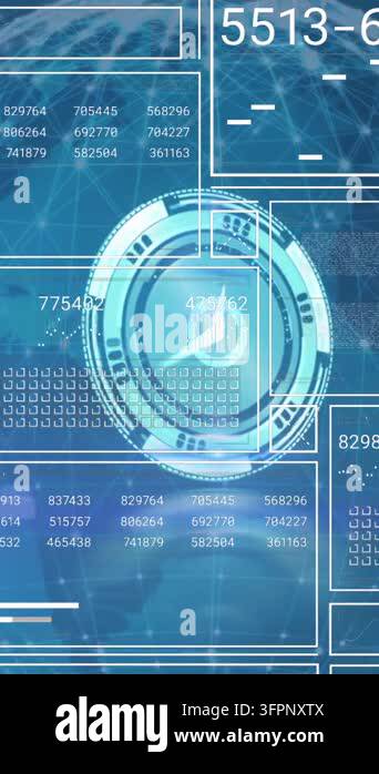 Animation of neon ticking clock and interface with data processing ...