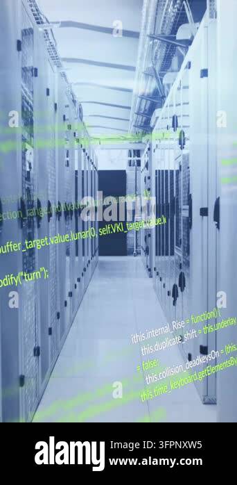 Animation of data processing over computer servers. Global networks ...