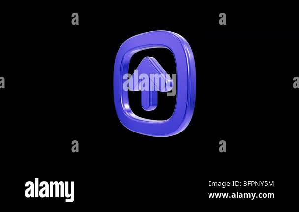 A metallic blue 3D upload icon featuring a directional arrow within a ...