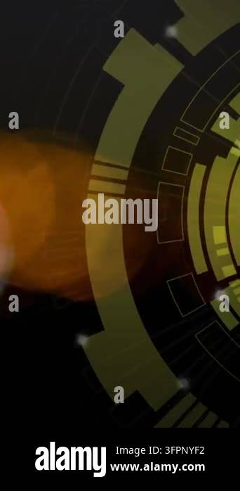 Animation of yellow round scanner spinning against spots of light on ...