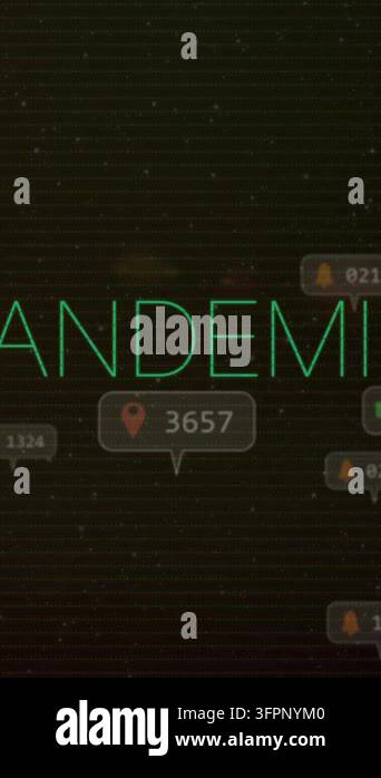 Animation showing pandemic data notifications with location icons on ...
