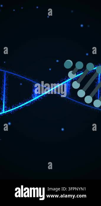 Creative Strands Animation of spots over dna strands. Global business and digital ...