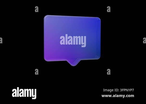 Glossy 3D Blue Purple Gradient Message Speech Bubble Icon Stock Video ...