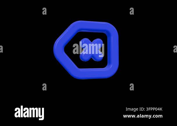 Glossy blue 3D backspace icon for user interface design Stock Video ...
