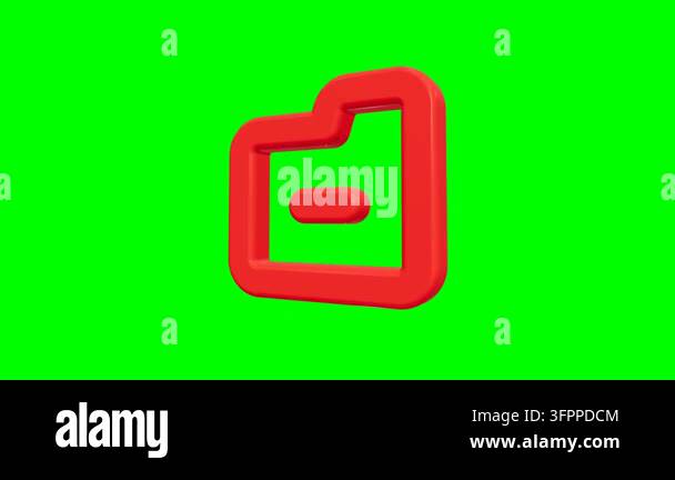A stylized 3D red folder icon featuring a minus sign for removing files ...