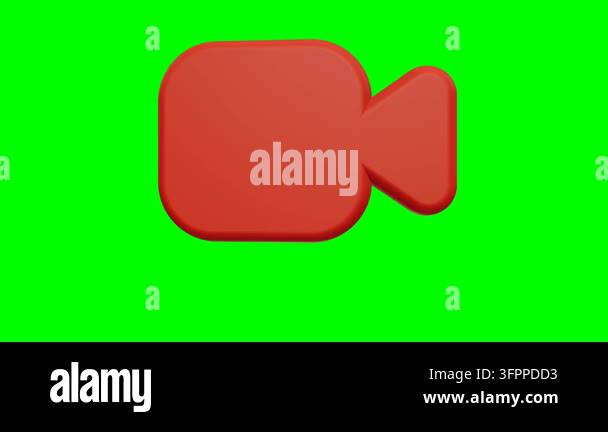 3D red video camera icon on green screen background Stock Video Footage ...