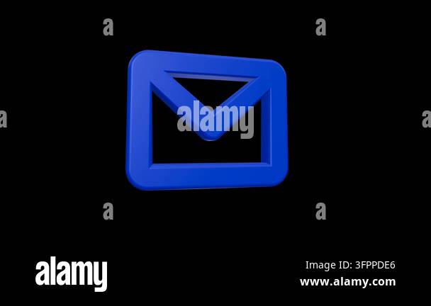A clean and modern 3D render of a blue envelope icon. This digital ...