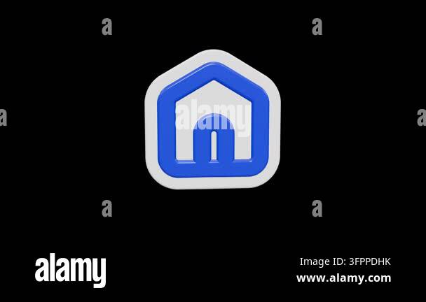 Glossy blue and white 3D house icon Stock Video Footage - Alamy