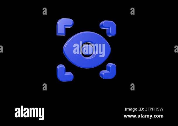 Glossy blue eye icon inside a camera viewfinder target frame Stock ...