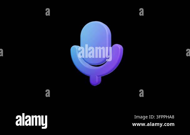 3D gradient blue and purple microphone icon symbol Stock Video Footage ...